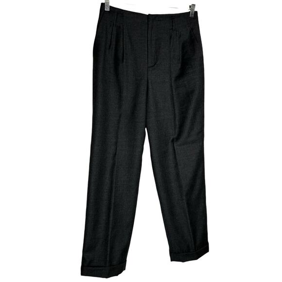 Sundance 100% Wool Gray High Rise Waist Cuffed Trouser Pants Slacks Size 10 - Picture 1 of 6